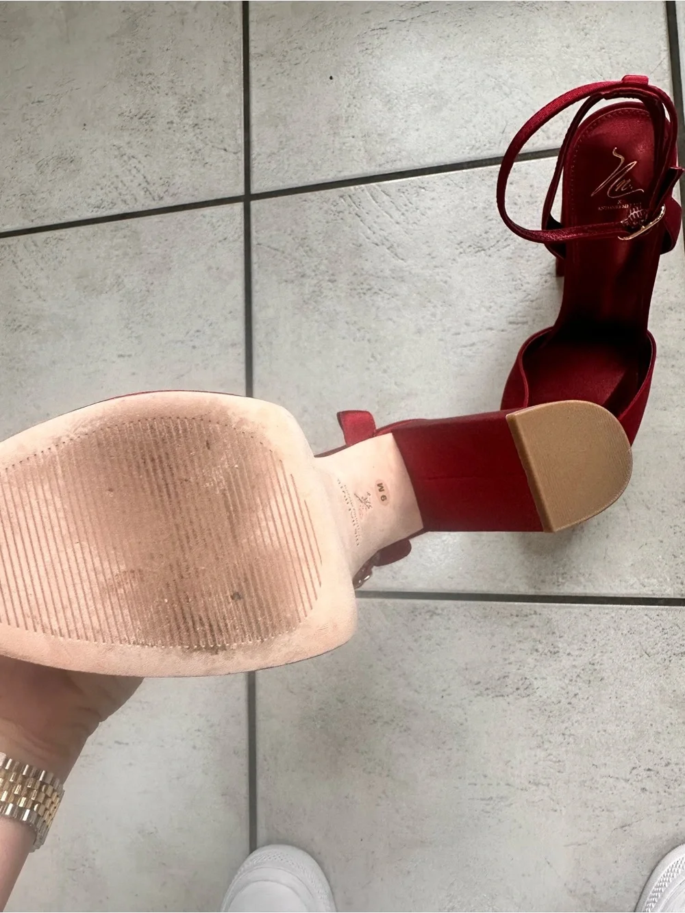 Antonio Melani x The Nat Note Pia pumps Women's Red Ankle-Strap Platform Heels 9